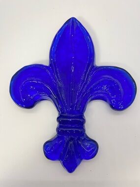 Cobalt Blue Glass Fleur-de-Lis Paperweight